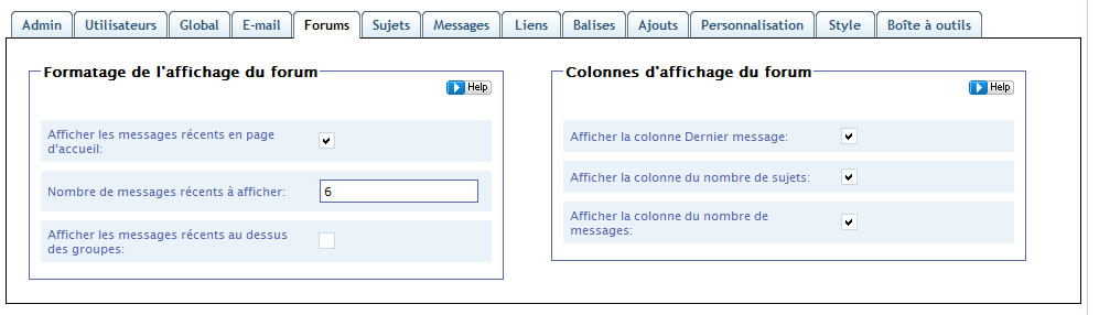 Capture d'écran - Simple Press Forum, onglet Forums