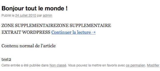 Capture d'écran - Aperçu d'un article avec double extrait