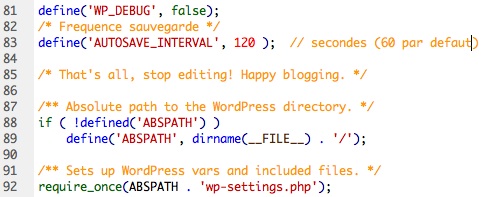 Capture d'écran - Modification du wp-config.php