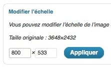 Capture d'écran - Modification de l'échelle d'une photo