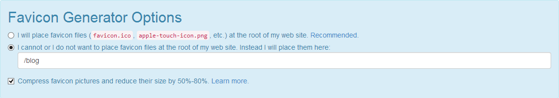 Options spécifiques pour un blog donné