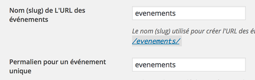 Capture d'écran - Options générales de Tribe Events (Events Calendar)