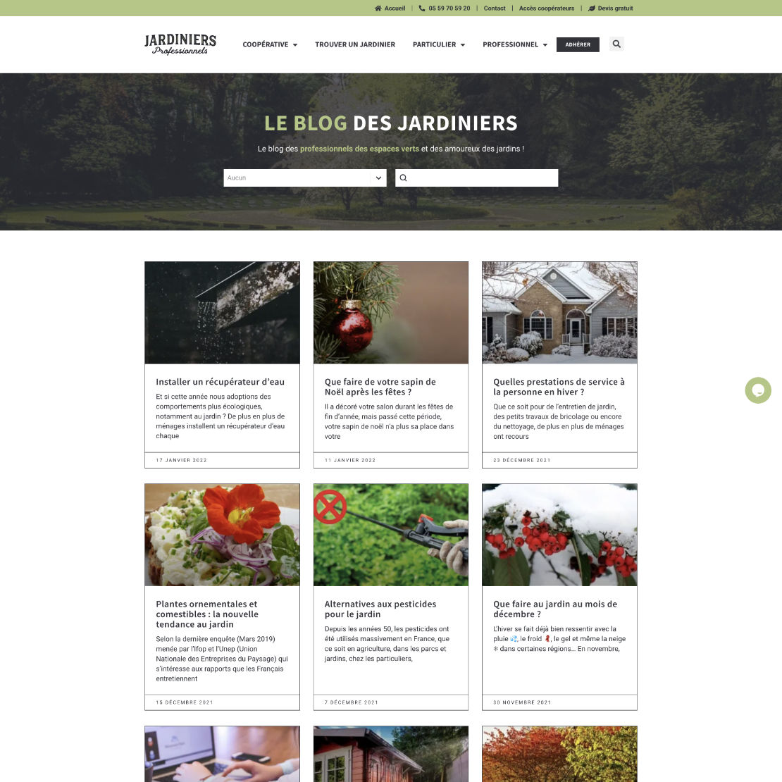 Page des articles du blog