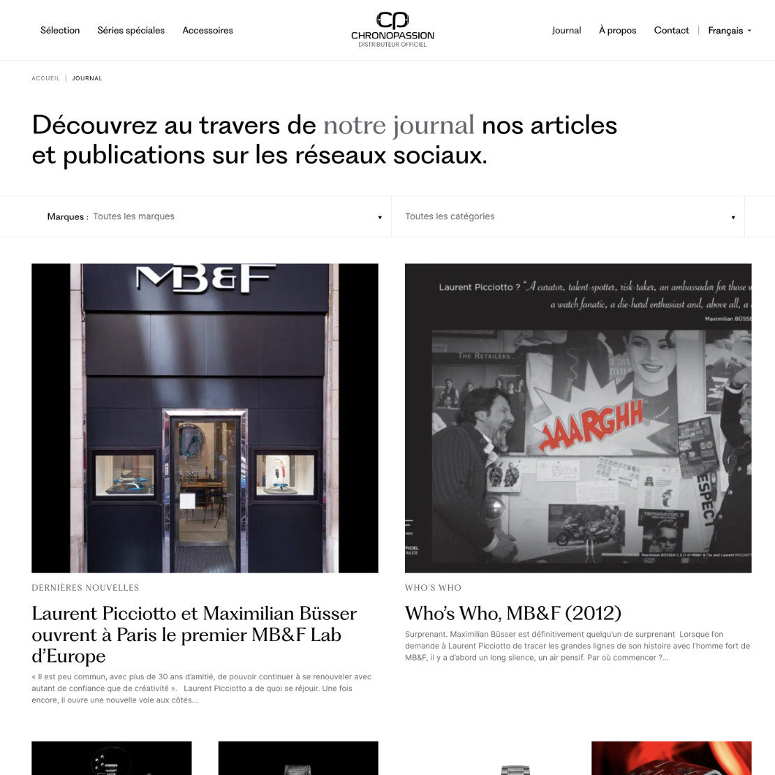 Page des articles du journal