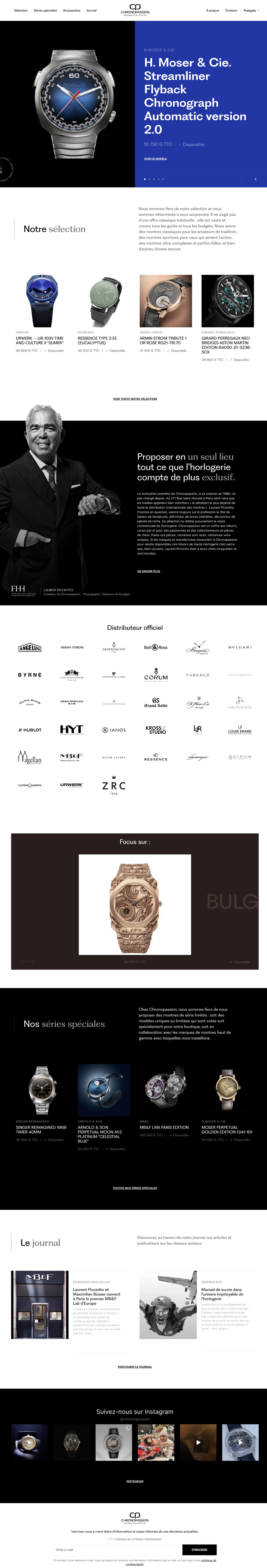Page d'accueil du site Chronopassion