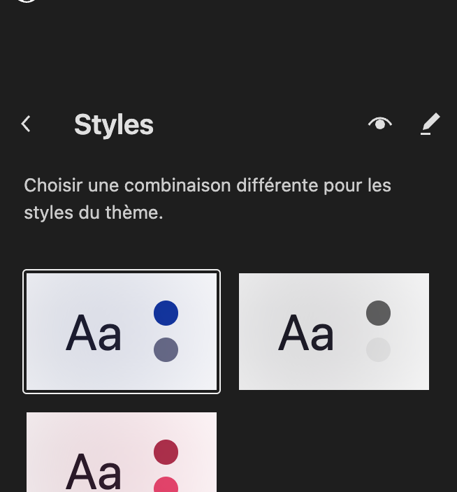 Options de style WordPress Gutty.