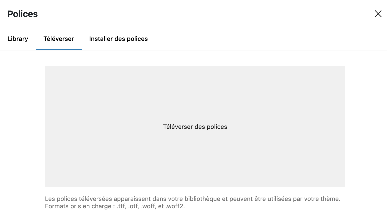 Écran d'envoi d'une police