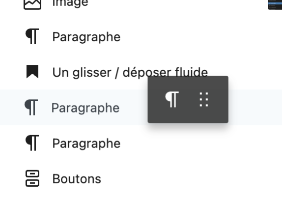 Interface utilisateur de glisser-déposer.