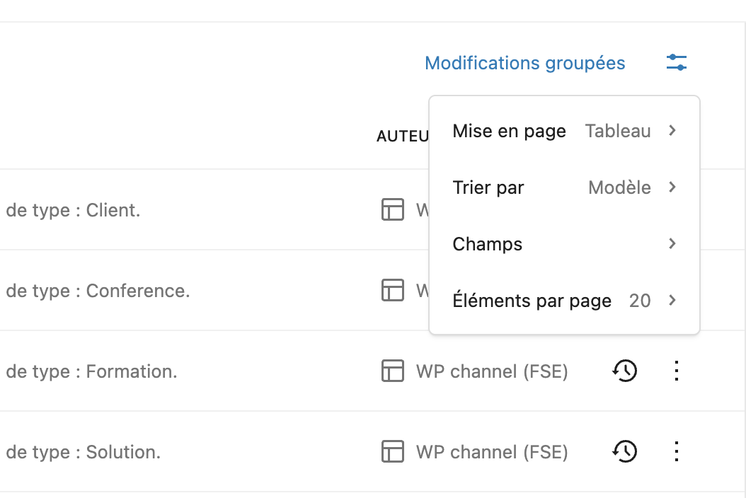 Interface de gestion de contenu numérique.