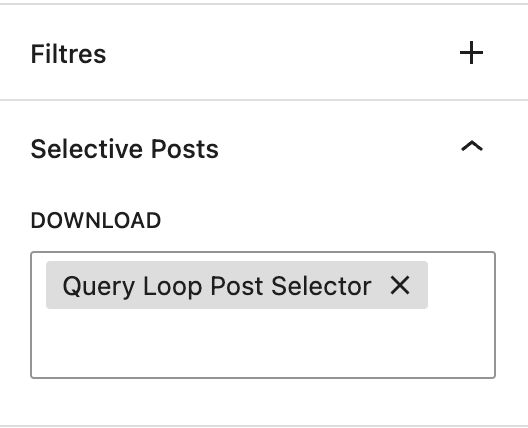 Menu des filtres et sélecteur de posts.