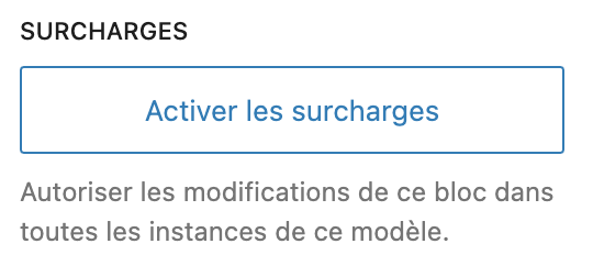 Bouton Activer les surcharges